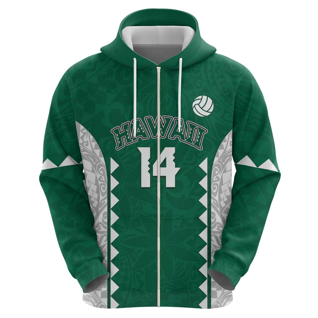 Custom Hawaii Volleyball Zip Hoodie Hawaiian Kakau Pattern