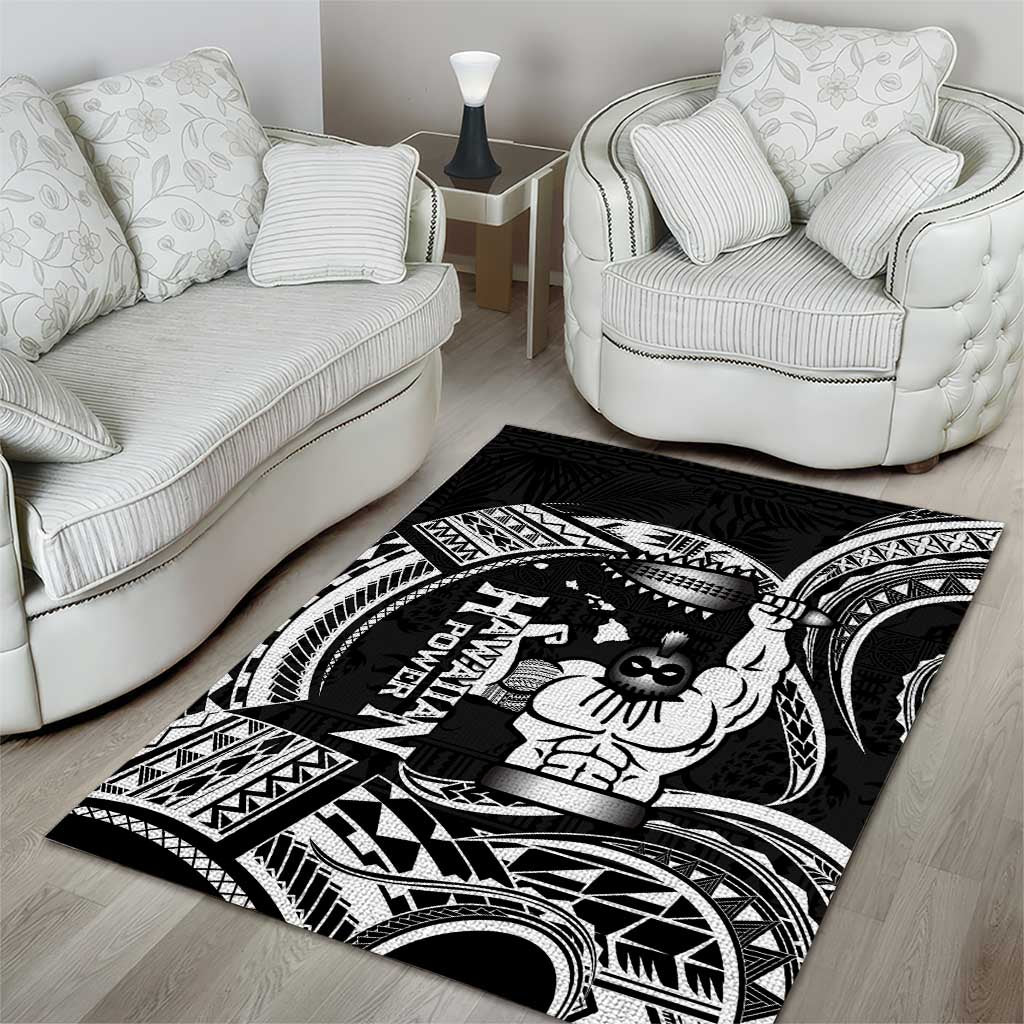 Black Hawaii Ikaika Warrior Area Rug Hawaiian Power