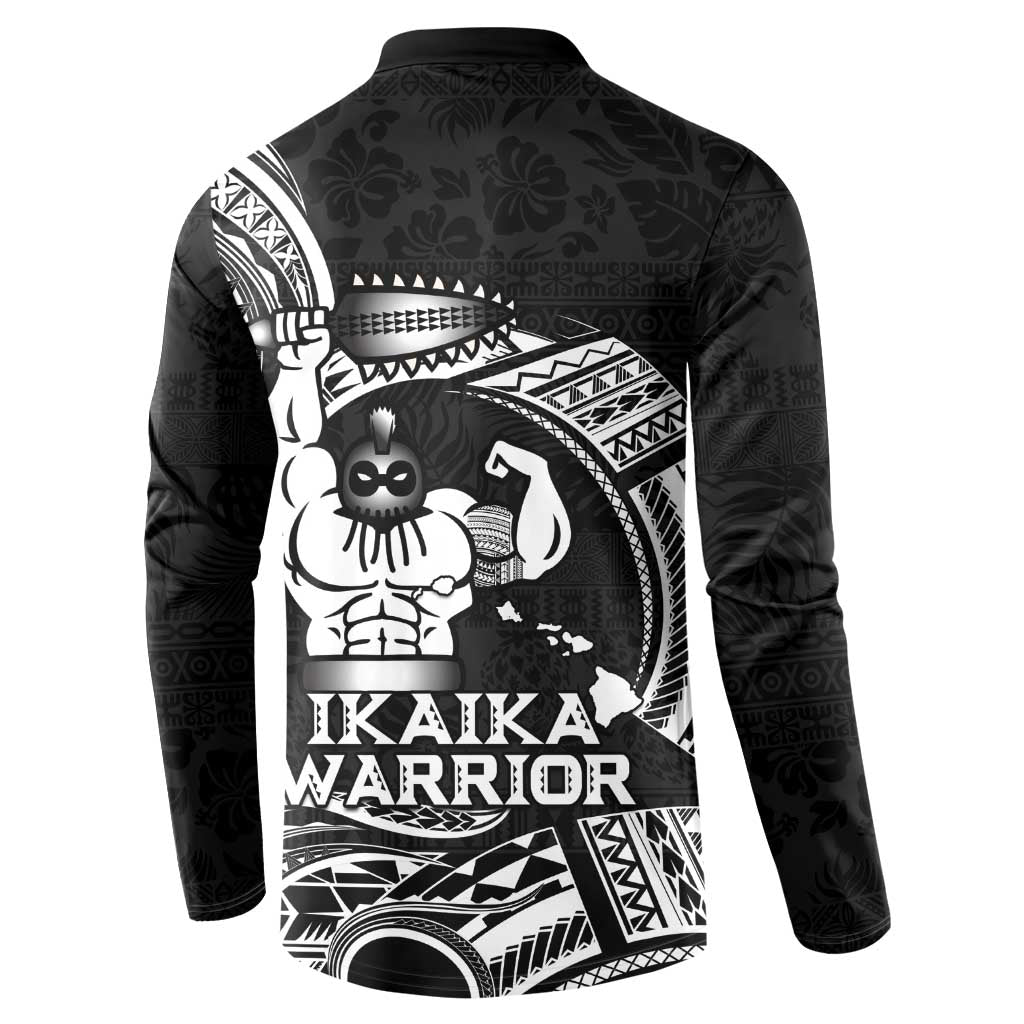 Black Hawaii Ikaika Warrior Button Sweatshirt Hawaiian Power