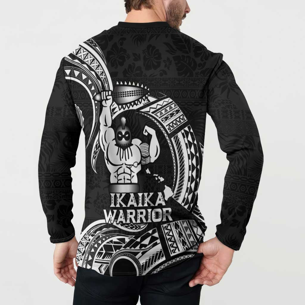 Black Hawaii Ikaika Warrior Button Sweatshirt Hawaiian Power