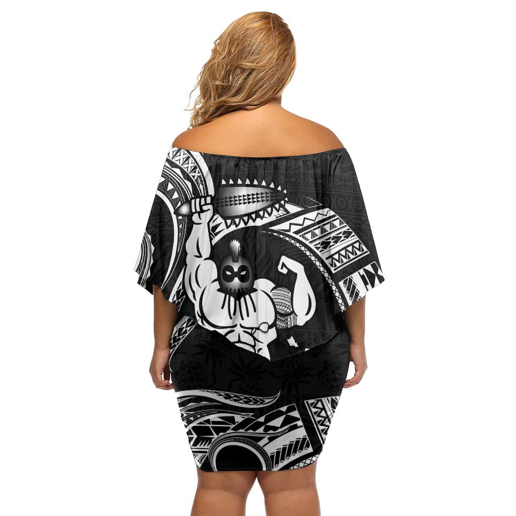 Black Hawaii Ikaika Warrior Off Shoulder Short Dress Hawaiian Power