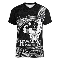 Black Hawaii Ikaika Warrior Women V-Neck T-Shirt Hawaiian Power
