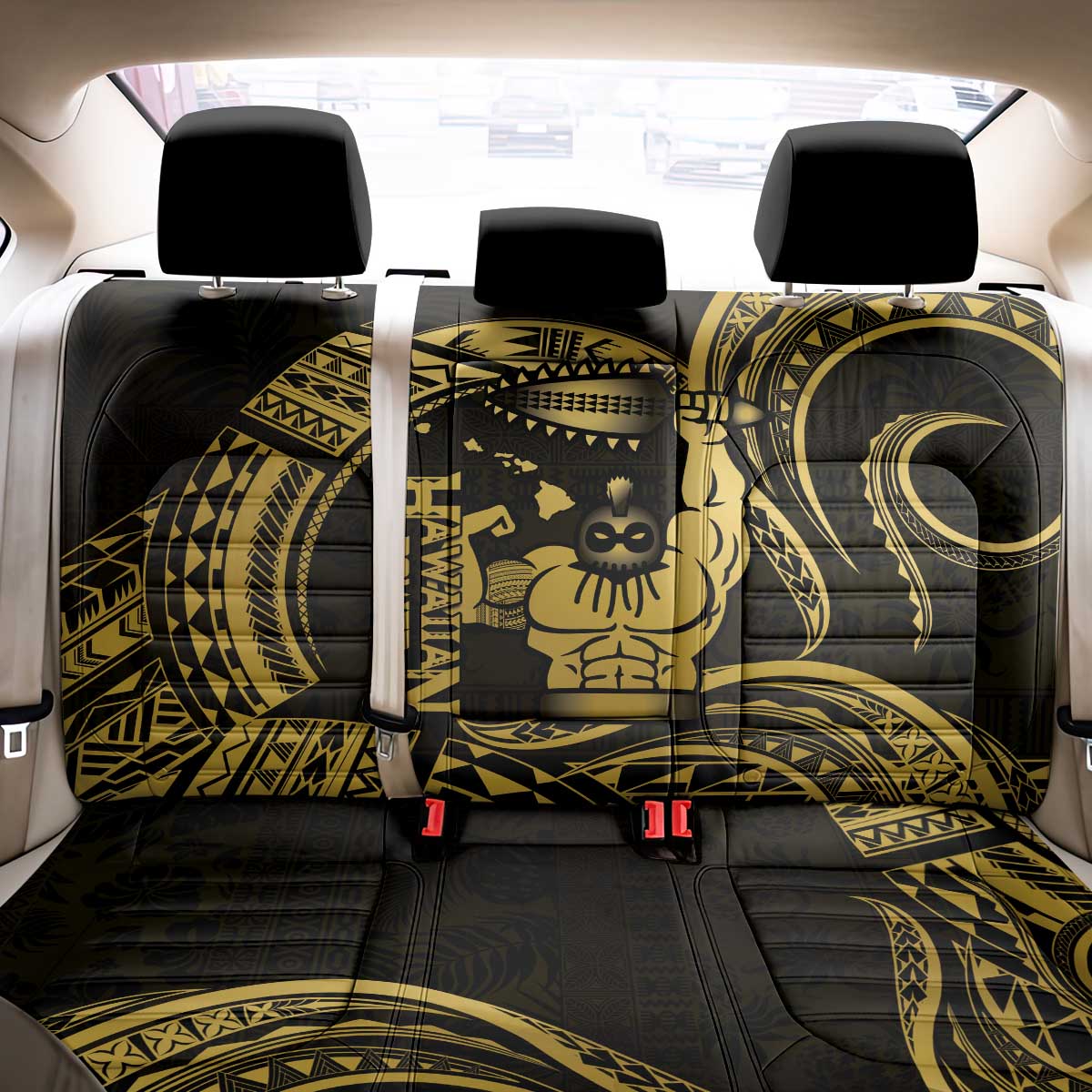 Gold Hawaii Ikaika Warrior Back Car Seat Cover Hawaiian Power