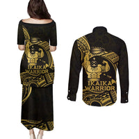 Gold Hawaii Ikaika Warrior Couples Matching Puletasi and Long Sleeve Button Shirt Hawaiian Power