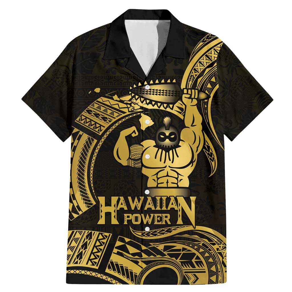 Gold Hawaii Ikaika Warrior Family Matching Mermaid Dress and Hawaiian Shirt Hawaiian Power