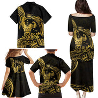 Gold Hawaii Ikaika Warrior Family Matching Puletasi and Hawaiian Shirt Hawaiian Power