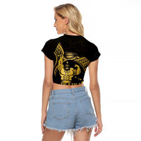 Gold Hawaii Ikaika Warrior Raglan Cropped T Shirt Hawaiian Power
