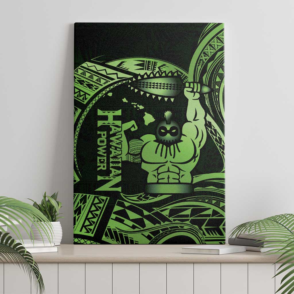 Green Hawaii Ikaika Warrior Canvas Wall Art Hawaiian Power