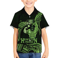 Green Hawaii Ikaika Warrior Family Matching Puletasi and Hawaiian Shirt Hawaiian Power