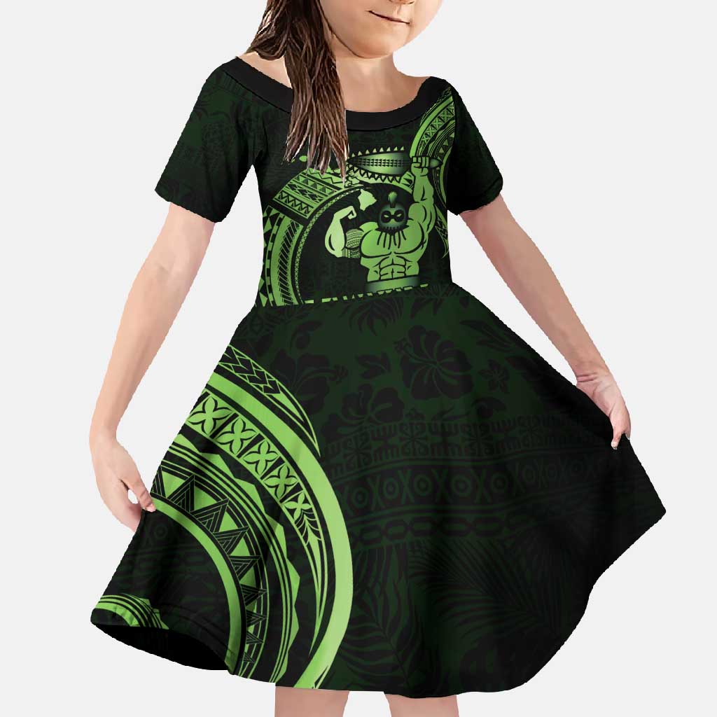 Green Hawaii Ikaika Warrior Family Matching Tank Maxi Dress and Hawaiian Shirt Hawaiian Power