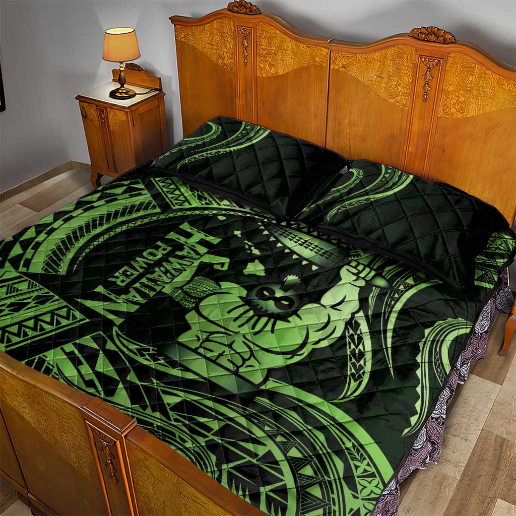 Green Hawaii Ikaika Warrior Quilt Bed Set Hawaiian Power