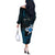 Personalised Hawaii King Kamehameha Day Off The Shoulder Long Sleeve Dress Plumeria With Kakau Pattern - Blue