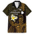 Personalised Hawaii King Kamehameha Day Family Matching Short Sleeve Bodycon Dress and Hawaiian Shirt Plumeria With Kakau Pattern - Gold
