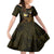 Personalised Hawaii King Kamehameha Day Kid Short Sleeve Dress Plumeria With Kakau Pattern - Gold