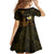 Personalised Hawaii King Kamehameha Day Kid Short Sleeve Dress Plumeria With Kakau Pattern - Gold
