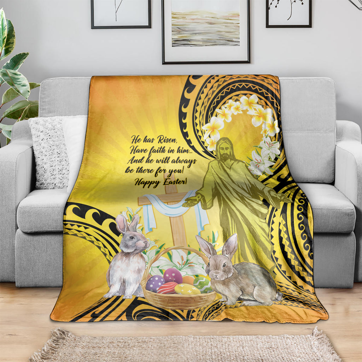 Polynesia Easter Day Blanket He Is Risen Lilium Longiflorum Polynesian Pattern