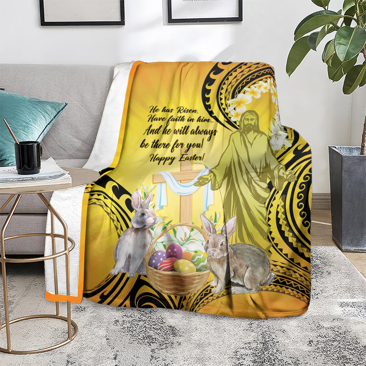 Polynesia Easter Day Blanket He Is Risen Lilium Longiflorum Polynesian Pattern