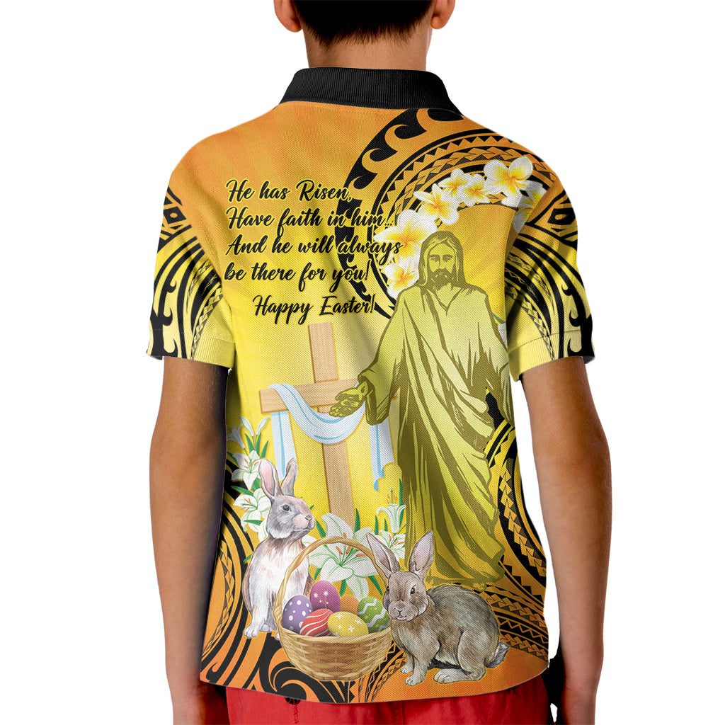 Polynesia Easter Day Kid Polo Shirt He Is Risen Lilium Longiflorum Polynesian Pattern