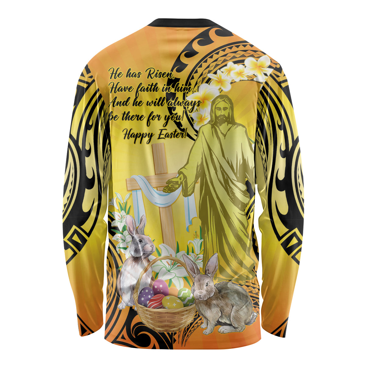 Polynesia Easter Day Long Sleeve Shirt He Is Risen Lilium Longiflorum Polynesian Pattern LT14 - Polynesian Pride