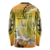 Polynesia Easter Day Long Sleeve Shirt He Is Risen Lilium Longiflorum Polynesian Pattern LT14 - Polynesian Pride