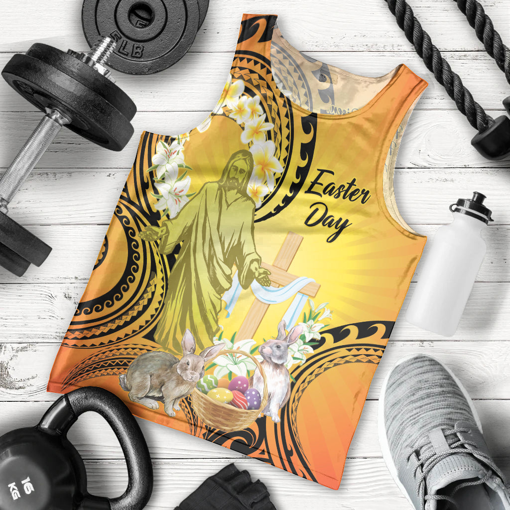 Polynesia Easter Day Men Tank Top He Is Risen Lilium Longiflorum Polynesian Pattern