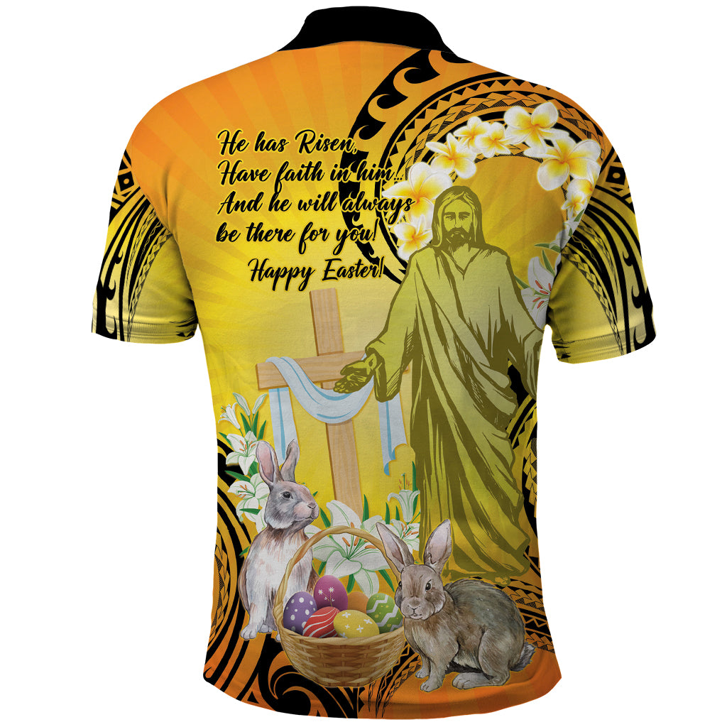 Polynesia Easter Day Polo Shirt He Is Risen Lilium Longiflorum Polynesian Pattern