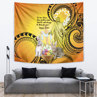 Polynesia Easter Day Tapestry He Is Risen Lilium Longiflorum Polynesian Pattern