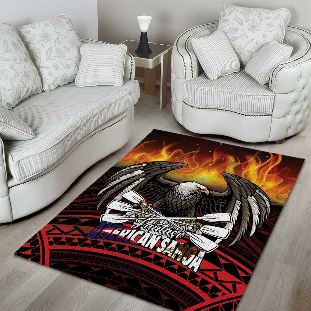 Fautasi Race Day American Samoa Area Rug Bald Eagle Polynesian Tattoo