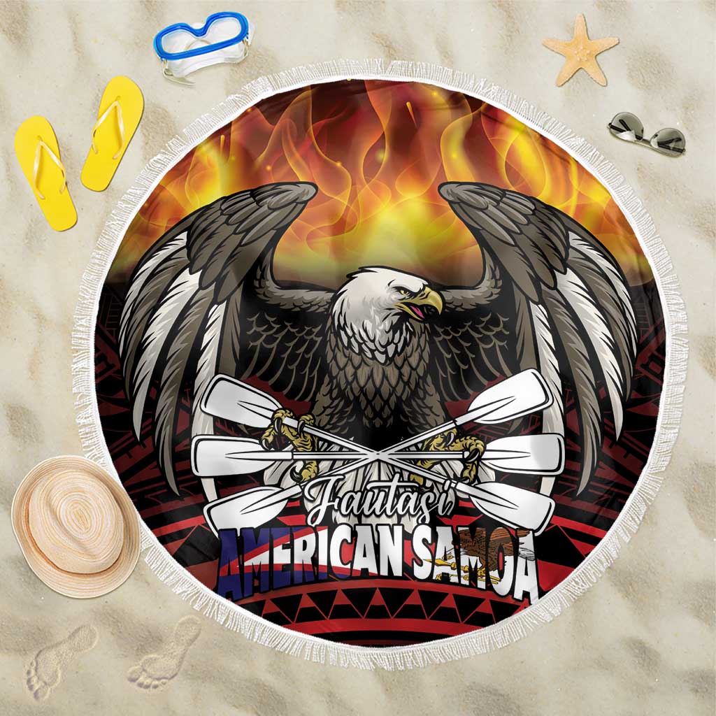 Fautasi Race Day American Samoa Beach Blanket Bald Eagle Polynesian Tattoo LT14 One Size 150cm Black - Polynesian Pride