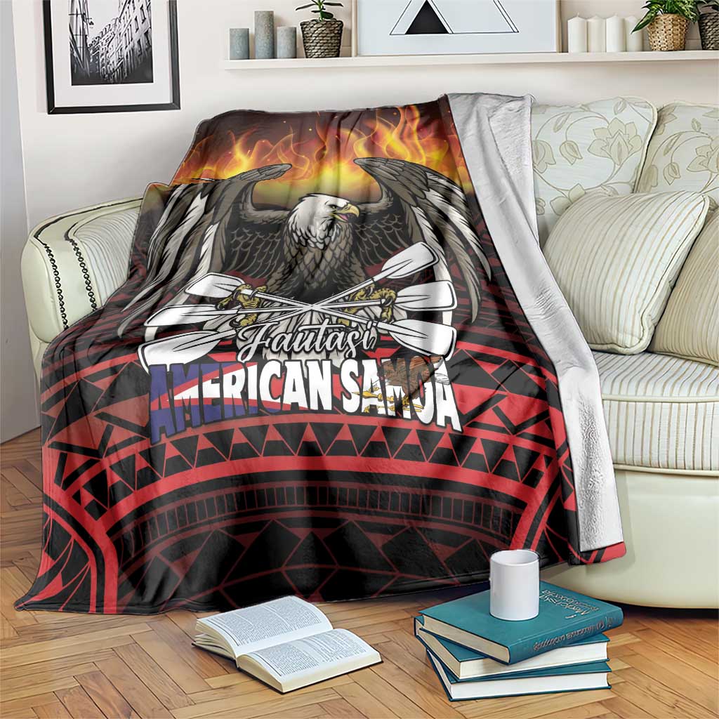 Fautasi Race Day American Samoa Blanket Bald Eagle Polynesian Tattoo LT14 Black - Polynesian Pride