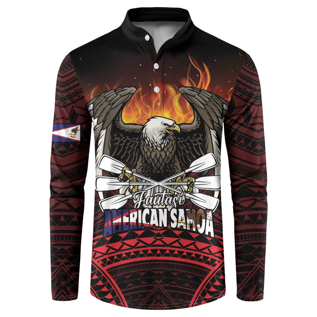 Fautasi Race Day American Samoa Button Sweatshirt Bald Eagle Polynesian Tattoo LT14 Black - Polynesian Pride