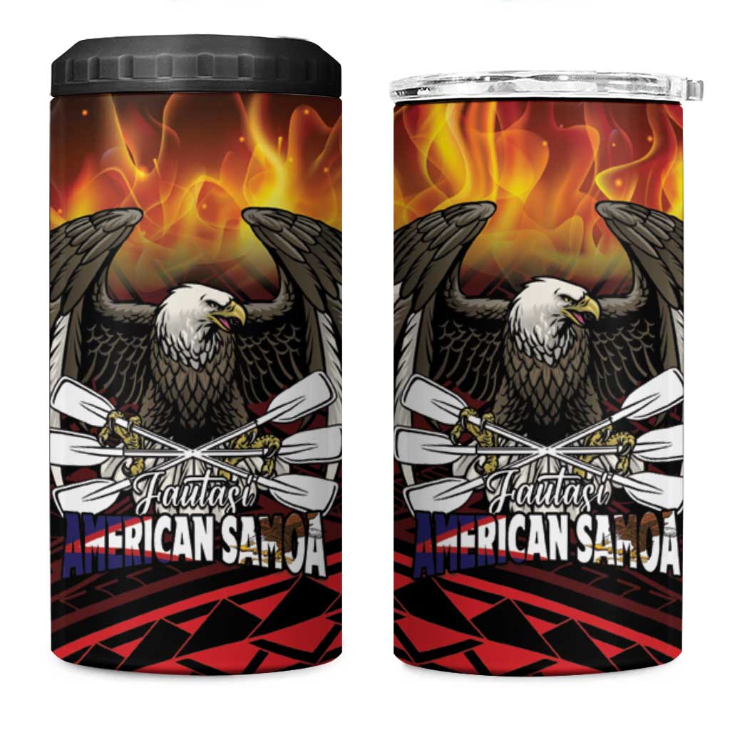 Fautasi Race Day American Samoa 4 in 1 Can Cooler Tumbler Bald Eagle Polynesian Tattoo LT14 One Size: 16 oz Black - Polynesian Pride