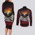 Fautasi Race Day American Samoa Couples Matching Long Sleeve Bodycon Dress and Long Sleeve Button Shirt Bald Eagle Polynesian Tattoo