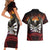 Fautasi Race Day American Samoa Couples Matching Short Sleeve Bodycon Dress and Hawaiian Shirt Bald Eagle Polynesian Tattoo