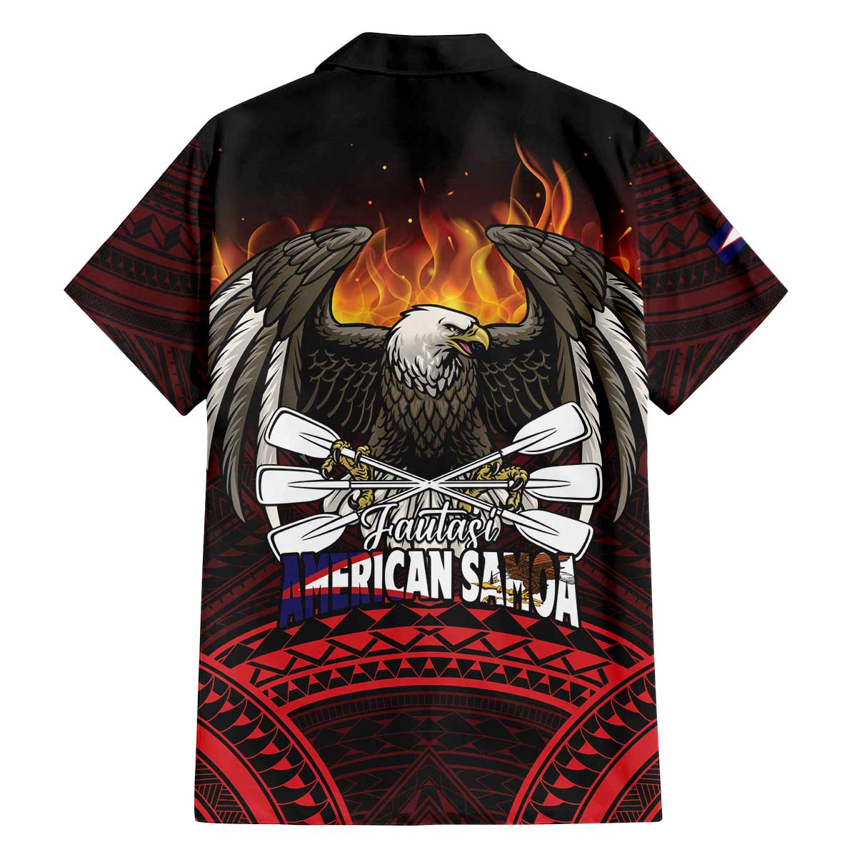 Fautasi Race Day American Samoa Family Matching Off The Shoulder Long Sleeve Dress and Hawaiian Shirt Bald Eagle Polynesian Tattoo
