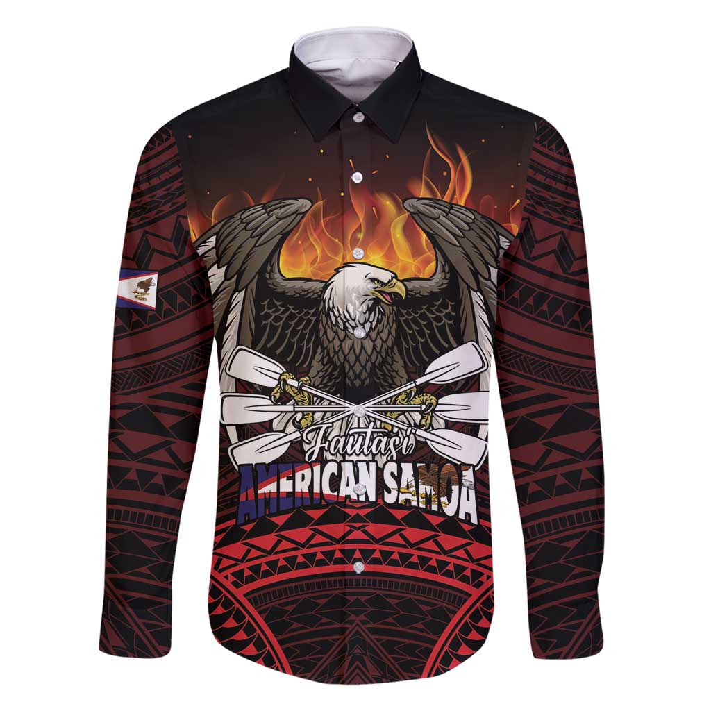 Fautasi Race Day American Samoa Family Matching Off Shoulder Maxi Dress and Hawaiian Shirt Bald Eagle Polynesian Tattoo