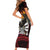 Fautasi Race Day American Samoa Family Matching Short Sleeve Bodycon Dress and Hawaiian Shirt Bald Eagle Polynesian Tattoo