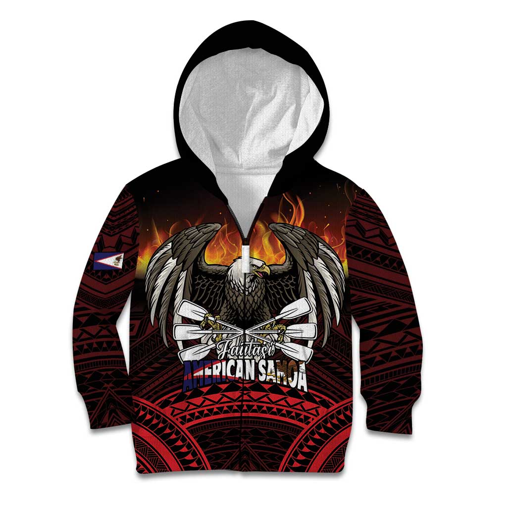 Fautasi Race Day American Samoa Kid Hoodie Bald Eagle Polynesian Tattoo