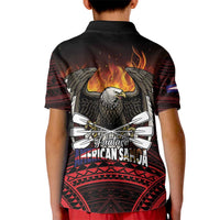 Fautasi Race Day American Samoa Kid Polo Shirt Bald Eagle Polynesian Tattoo