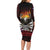 Fautasi Race Day American Samoa Long Sleeve Bodycon Dress Bald Eagle Polynesian Tattoo