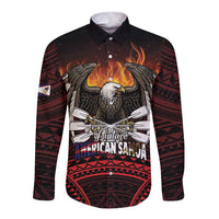 Fautasi Race Day American Samoa Long Sleeve Button Shirt Bald Eagle Polynesian Tattoo