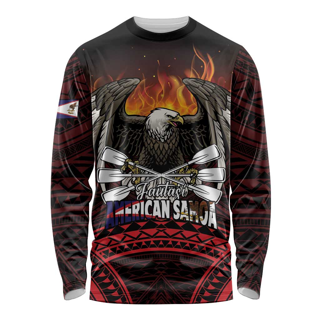 Fautasi Race Day American Samoa Long Sleeve Shirt Bald Eagle Polynesian Tattoo LT14 Unisex Black - Polynesian Pride