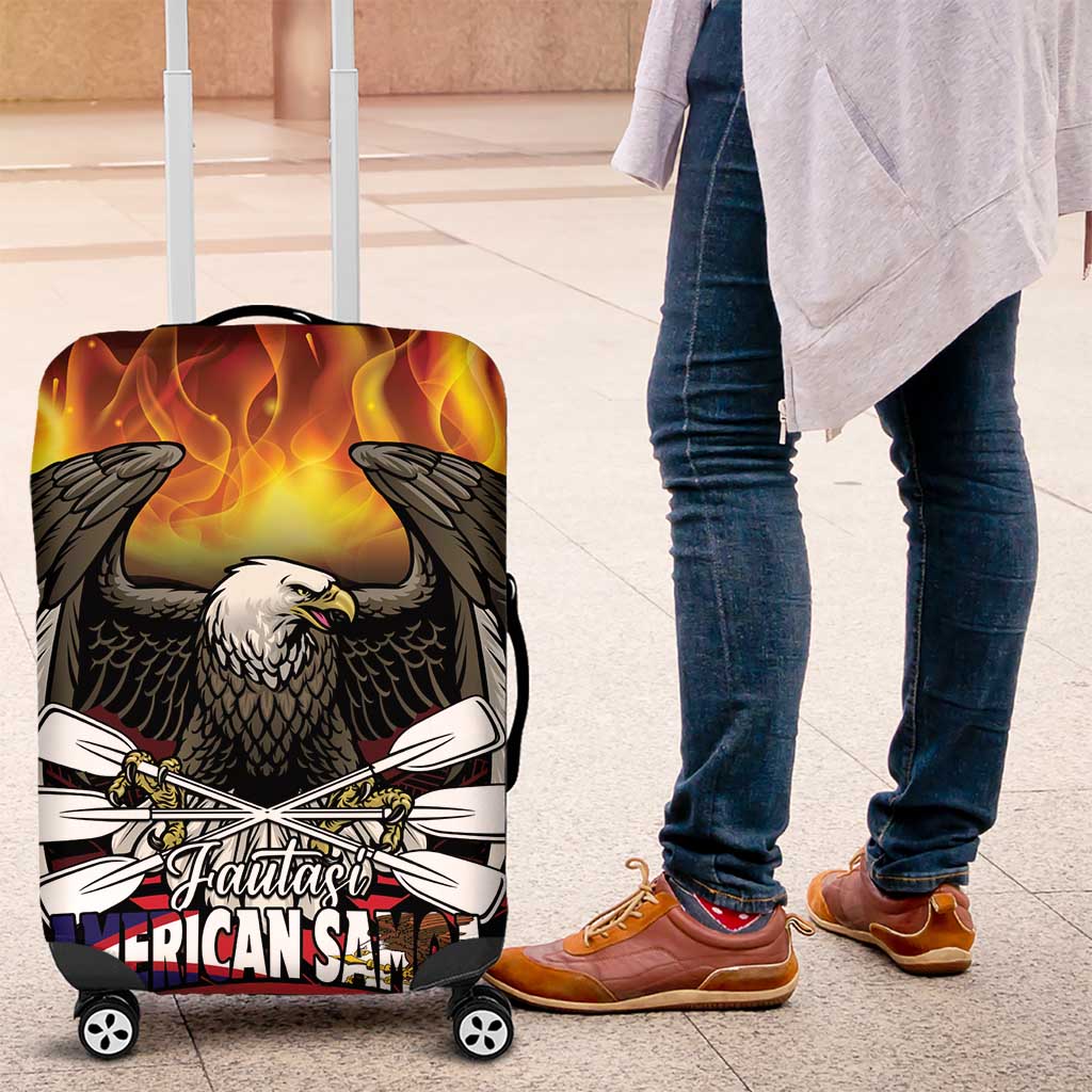 Fautasi Race Day American Samoa Luggage Cover Bald Eagle Polynesian Tattoo LT14 Black - Polynesian Pride
