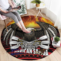 Fautasi Race Day American Samoa Round Carpet Bald Eagle Polynesian Tattoo