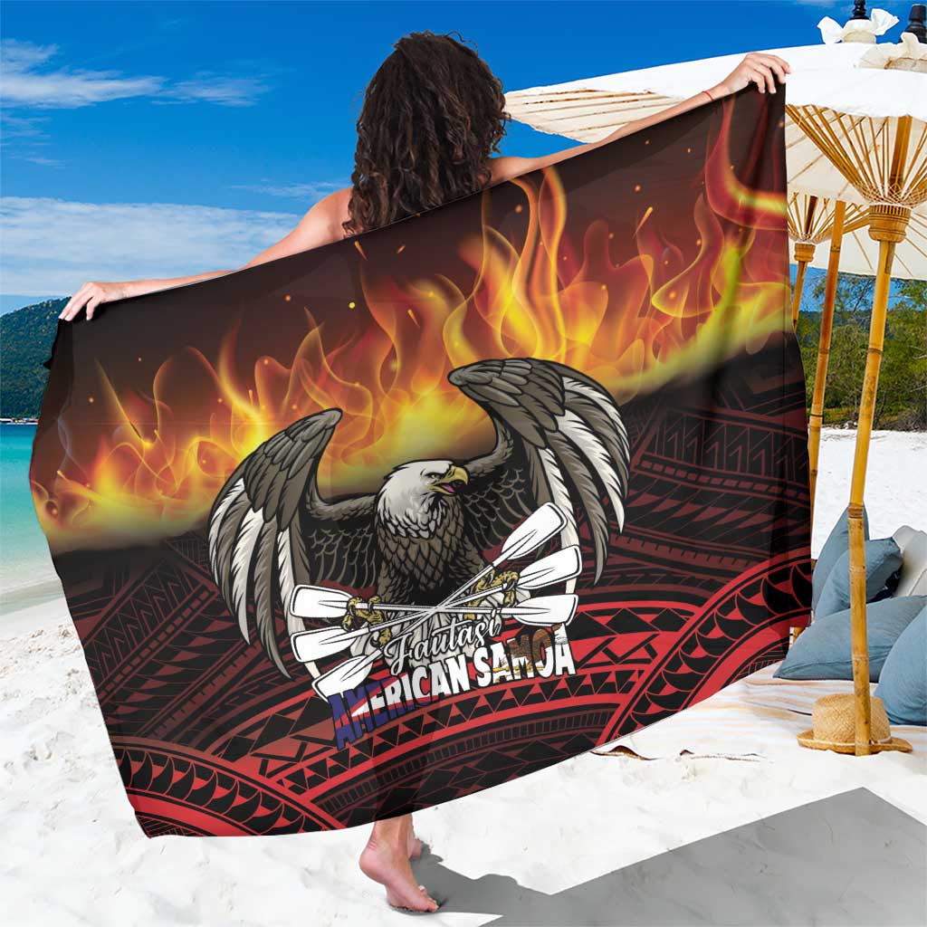 Fautasi Race Day American Samoa Sarong Bald Eagle Polynesian Tattoo LT14 One Size 44 x 66 inches Black - Polynesian Pride
