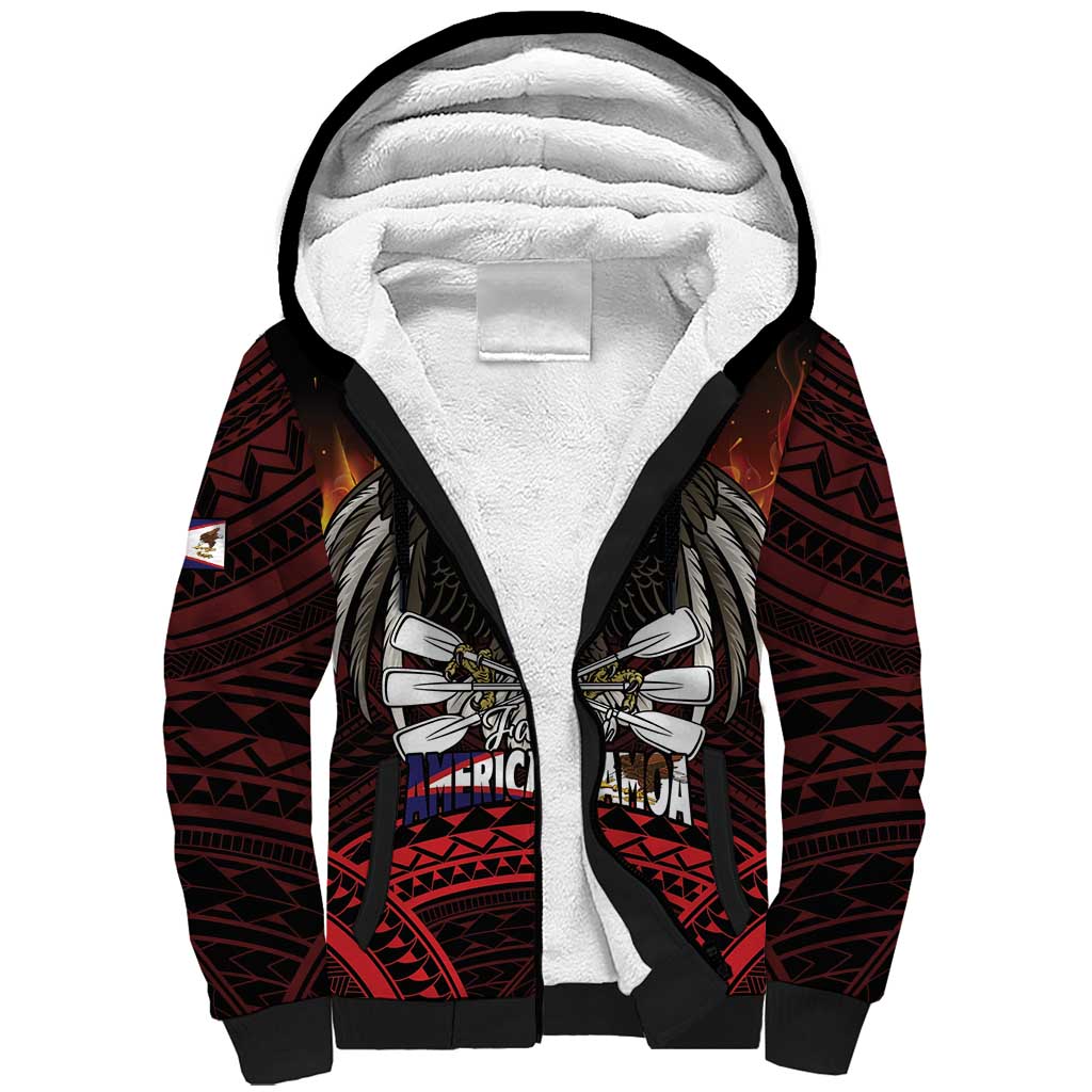 Fautasi Race Day American Samoa Sherpa Hoodie Bald Eagle Polynesian Tattoo LT14 Unisex Black - Polynesian Pride