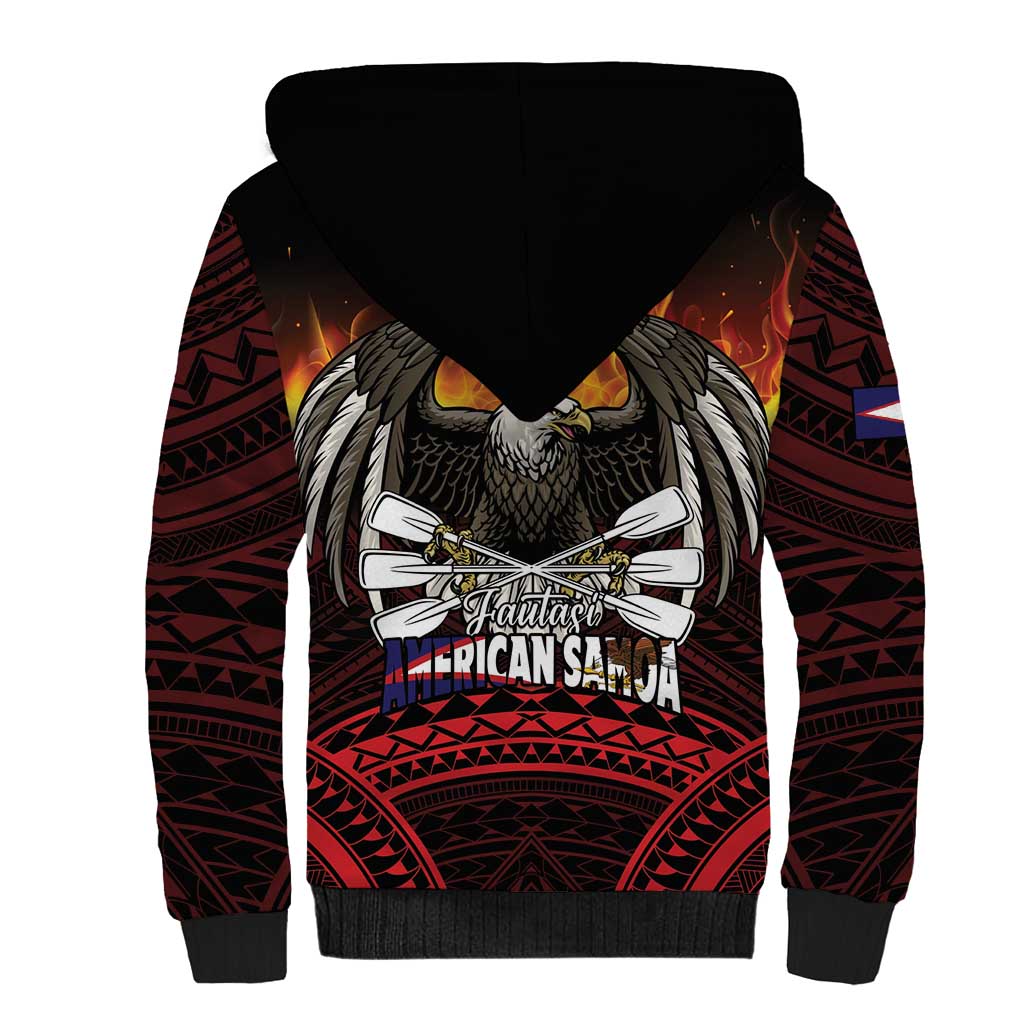 Fautasi Race Day American Samoa Sherpa Hoodie Bald Eagle Polynesian Tattoo