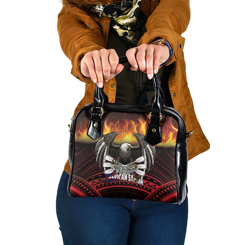Fautasi Race Day American Samoa Shoulder Handbag Bald Eagle Polynesian Tattoo LT14 One Size Black - Polynesian Pride
