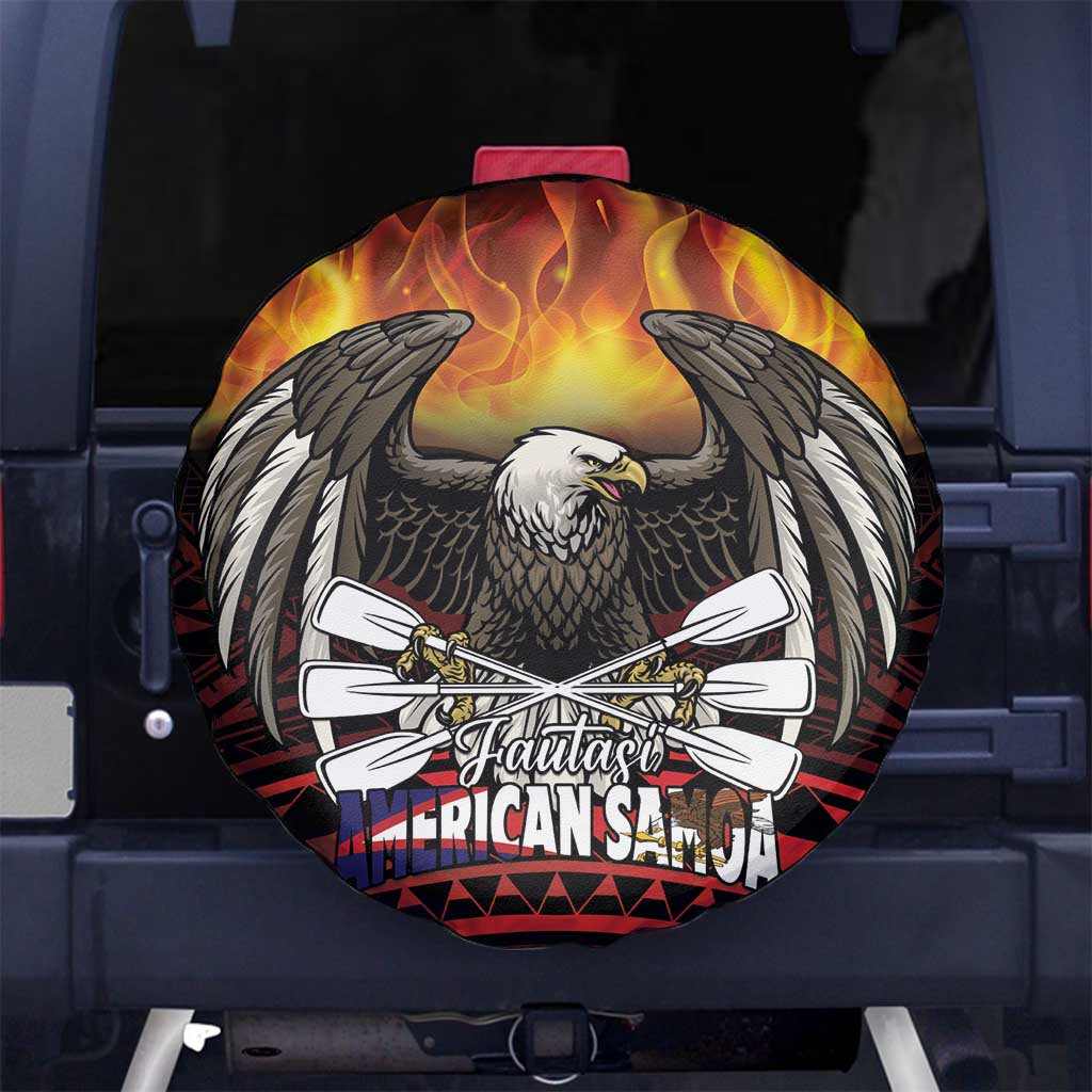 Fautasi Race Day American Samoa Spare Tire Cover Bald Eagle Polynesian Tattoo