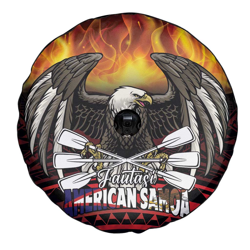 Fautasi Race Day American Samoa Spare Tire Cover Bald Eagle Polynesian Tattoo